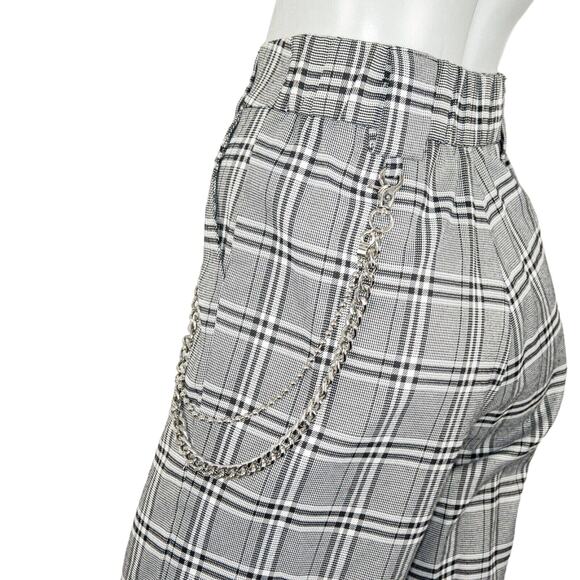 I AM GIA the Cobain Plaid Relaxed fit Chain Pants in Gray Women's Size XS - Picture 6 of 11